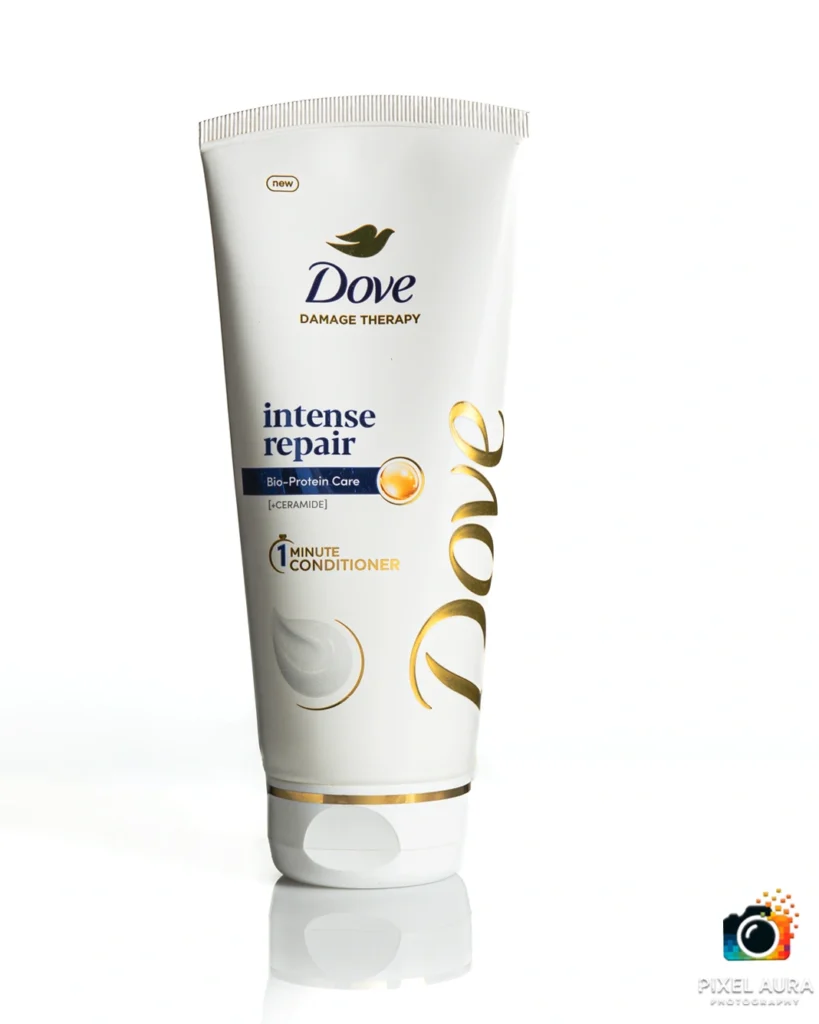 Dove conditioner photographed for commercial product photography