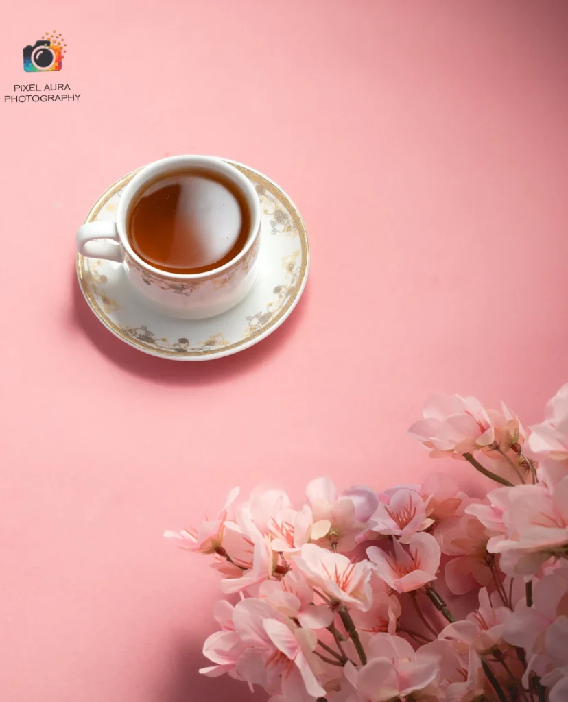 Green tea being served in a cup