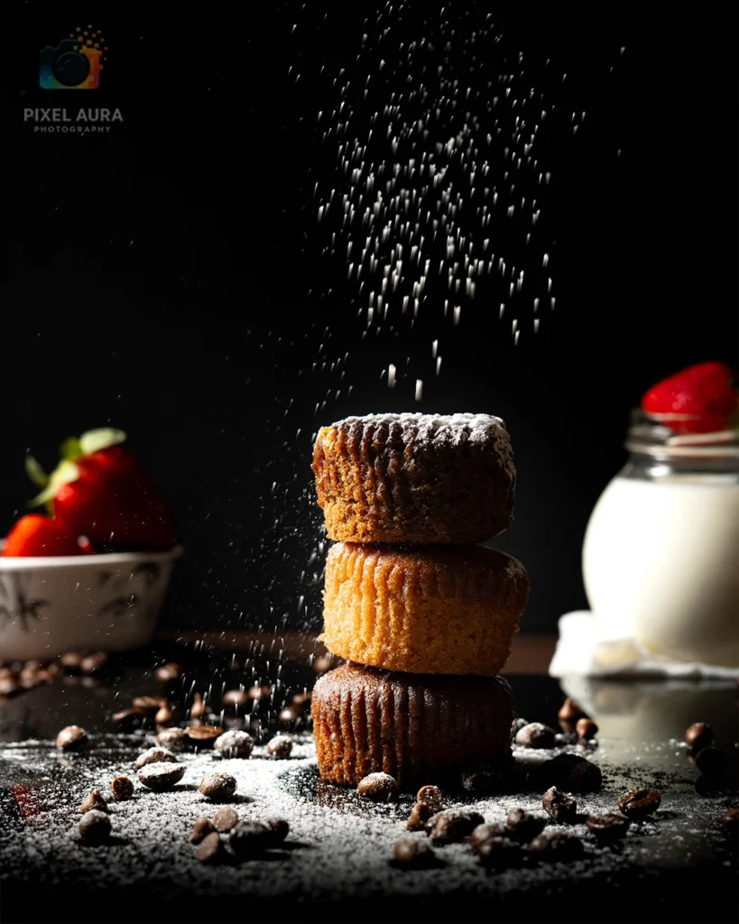 Muffins styled for commercial food photography