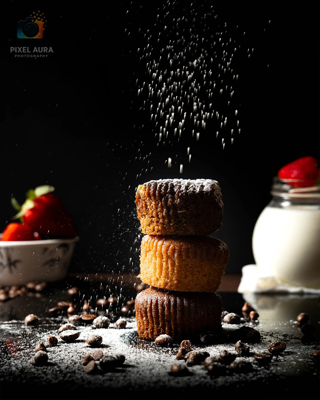 Muffins styled for commercial food photography