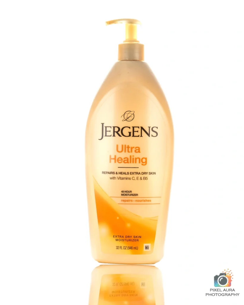 Jergens skincare products styled for commercial product photography